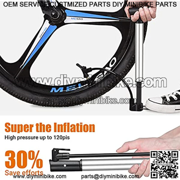 Bike Pump,HOPENE Mini Bike Floor Pump Portable,High Pressure PSI,Fast Inflation Bicycle Tire Pump for Road Mountain Bike,Balls,Air Bike Pump with Repair Tire Kit - Image 3