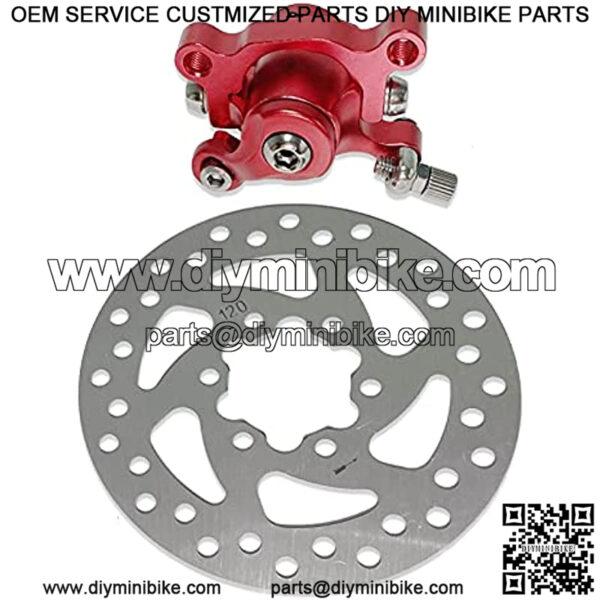 Red Brake Caliper & 120mm(4.72") Disc Rotor Brake for MBX10 MBX11 Moto Rear Mini Bike 47cc 49cc Pocket Bike Goped Scooter Go-Kart Mountain / Sports Bike