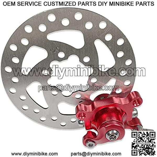 Red Brake Caliper & 120mm(4.72") Disc Rotor Brake for MBX10 MBX11 Moto Rear Mini Bike 47cc 49cc Pocket Bike Goped Scooter Go-Kart Mountain / Sports Bike - Image 2