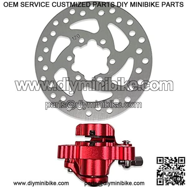 Red Brake Caliper & 120mm(4.72") Disc Rotor Brake for MBX10 MBX11 Moto Rear Mini Bike 47cc 49cc Pocket Bike Goped Scooter Go-Kart Mountain / Sports Bike - Image 3