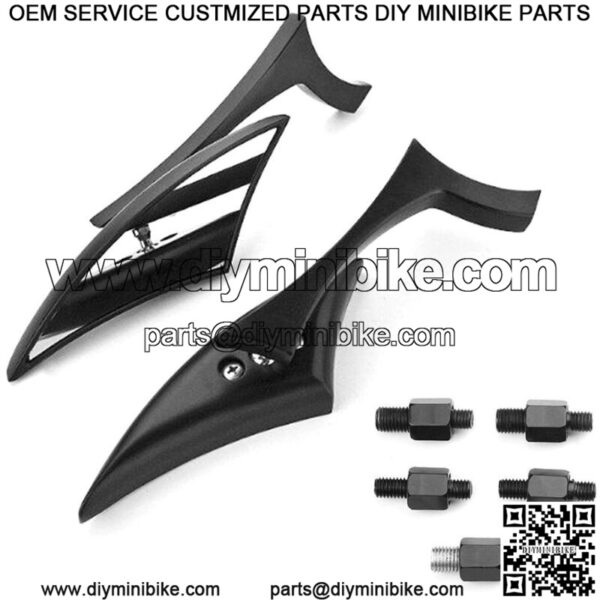 Black Mini Custom Side Mirrors For Harley Sportster Dyna Glide Softail Touring - Image 3