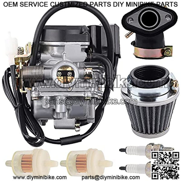 139QMB Carburetor Manifold Intake Replacement for 18mm Tao Tao 50CC Carburetor GY6 49CC 4 Stroke Chinese Scooter Moped Mini Dirt Bike ATV Ruckus Racing Kymco