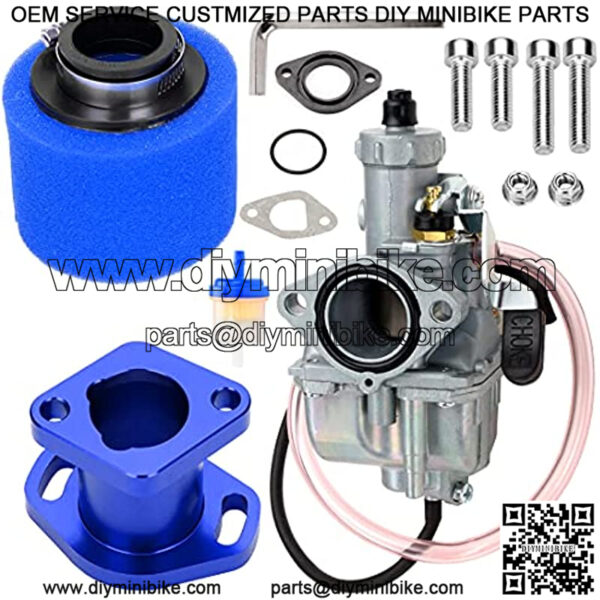 Racing Performance Carburetor Carb Mainfold Intake Inlet Pipe Air Filte for 212cc Mini Bike Go Kart GX200 196cc Engine Honda Clone Go Kart Motor Blue