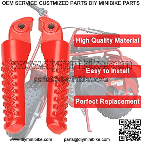 Foot Pegs Footrest Bracket Set Assembly Kit for 6.5Hp 212cc 196cc Coleman BT200X CT200U-EX CT200U-EXR CT200U Trail 200 CT100U Trail 100 Powersports Motor Mini Bike Parts Left Right 2 pack Red - Image 4