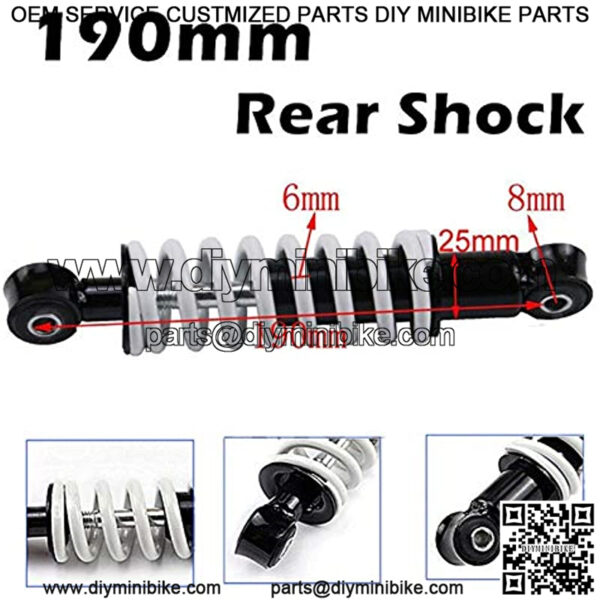 190mm 250LBS Motorcycle Rear Back Suspension Shock Absorber Spring Off-Road Fit for Mini Moto ATV Pit Quad Dirt Bike Go Kart Buggy Motorcycle Rear Shock Motorcycle Shock Absorber - Image 2