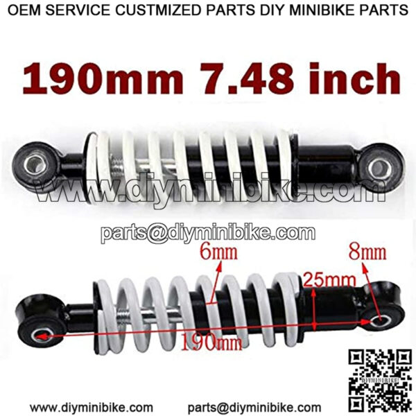 190mm 250LBS Motorcycle Rear Back Suspension Shock Absorber Spring Off-Road Fit for Mini Moto ATV Pit Quad Dirt Bike Go Kart Buggy Motorcycle Rear Shock Motorcycle Shock Absorber - Image 3