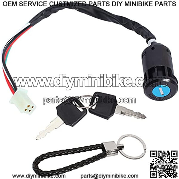 Ignition Key Switch Compatible with ATV Quad Scooter Go Kart Moped Buggy Pocket Mini Dirt Bike 50cc 70cc 90cc 110cc 125cc 150cc 250cc TaoTao Sunl Buyang Roketa Kazuma AIM-EX Chinese 4Pins 4 Pin