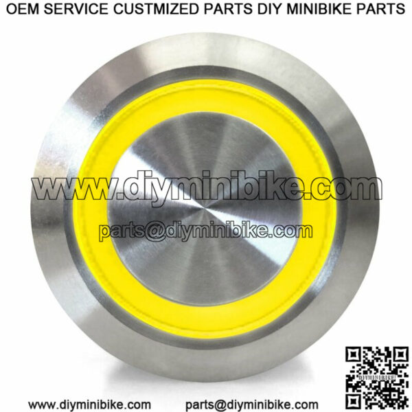 19mm Momentary Billet Button with LED Yellow Ring socal formula mini bike - Image 3