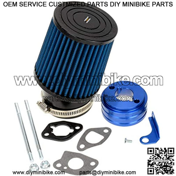 Blue Air Filter Adapter Intake Kit for 6.5 HP Honda Clone GX160 GX200 Predator 212cc Engine Racing Cart 196cc ct200 Doodle Bug Baja MB165 MB200 Warrior 200 Mini Bike Trailmaster mid XRX Go Kart