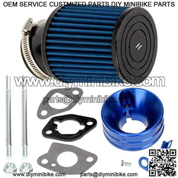 Blue Air Filter Adapter Intake Kit for 6.5 HP Honda Clone GX160 GX200 Predator 212cc Engine Racing Cart 196cc ct200 Doodle Bug Baja MB165 MB200 Warrior 200 Mini Bike Trailmaster mid XRX Go Kart - Image 2