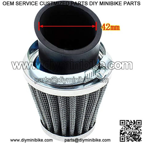 41mm 42mm 43mm 1.65inch Air Filter Cleaner 45 Degree Angled for 125cc-150cc 200cc 250cc Motorcycle ATV Quad Scooter Gokart Moped Chopper Pit Dirt Pocket Mini Super Bike GY6 PZ24 PZ30 CG 1.65in - Image 2