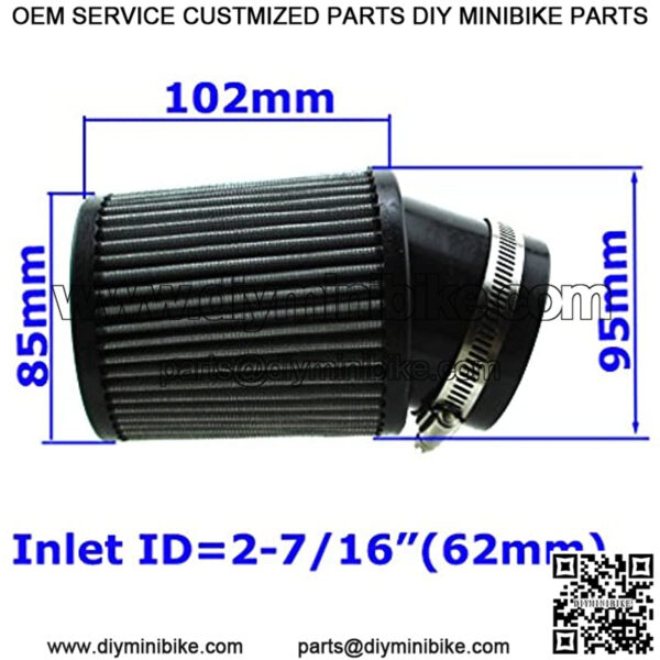 2-7/16" ID Air Filter For Raptor Predator 212cc GX160 GX200 Mini Bike Go Kart Clone Engines - Image 2