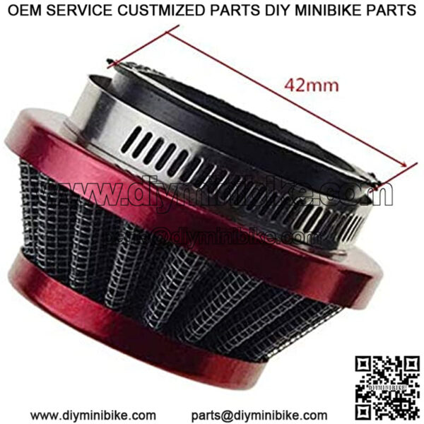 42mm 43mm 44mm Air Filter Cleaner Replacement for 2 Stroke 33cc 43cc 47cc 49cc 50cc Mini Pocket Bike ATV 4 Wheeler Quad Go Kart Pit Dirt Bike Red - Image 2