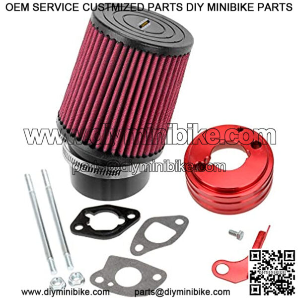 Red Air Filter Adapter Intake Kit for 6.5 HP Honda Clone GX160 GX200 Predator 212cc Engine Racing Cart 196cc ct200 Doodle Bug Baja MB165 MB200 Warrior 200 Mini Bike Trailmaster mid XRX Go Kart