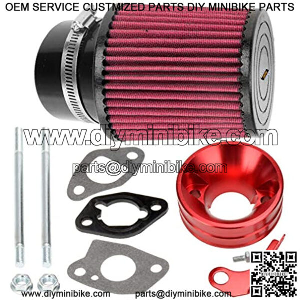 Red Air Filter Adapter Intake Kit for 6.5 HP Honda Clone GX160 GX200 Predator 212cc Engine Racing Cart 196cc ct200 Doodle Bug Baja MB165 MB200 Warrior 200 Mini Bike Trailmaster mid XRX Go Kart - Image 2