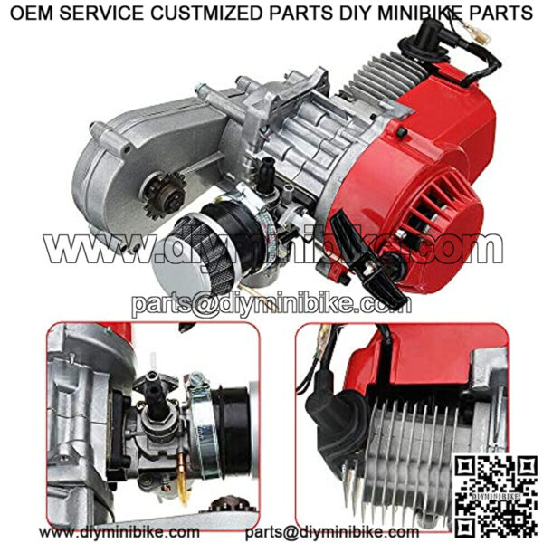 49CC 2-Stroke Engine&Transfer Motor Gear Box Air Filter Mini Pocket Dirt Bike ATV/Scooter Pull Start w/ T8F 14t Gear Box USA STOCK - Image 2