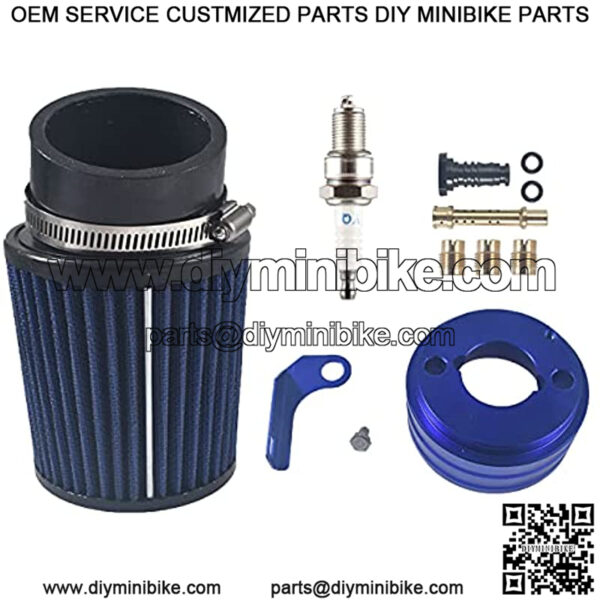 Upgraded Air Filter adapter Intake Spark Plug Kit for Predator 212cc Mini Bike Go Kart Blue