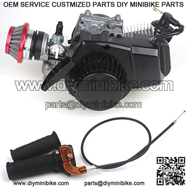 49CC 2-Stroke Engine + Handle Bar+ Throttle Cable +Air Filter Motor Pocket Mini Bike Scooter ATV 6T T8F Chain