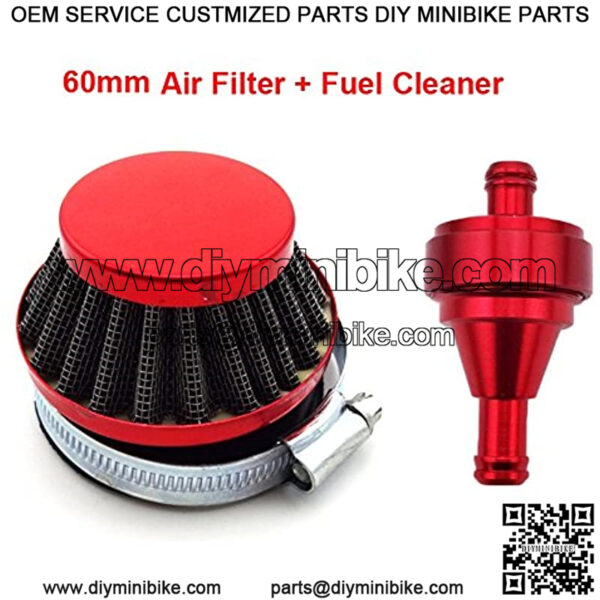 Racing 60mm Air Filter Cleaner + Red CNC Aluminum Fuel Filter For Pocket Bike Mini Moto Dirt Kids ATV Quad Gas Motorized Bicycle Push Bike - Image 4