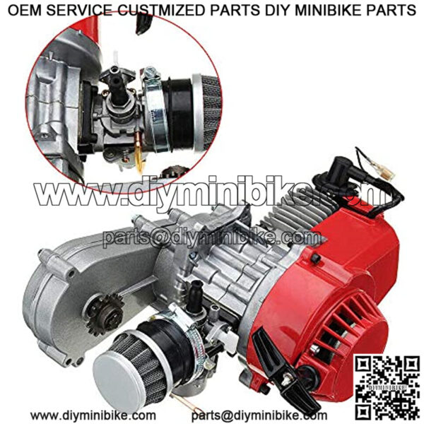 2-stroke Engine, 49CC Motor 2Stroke Engine Air Filter 14mm Carburettor For Pocket/Mini Dirt Bike - Image 5