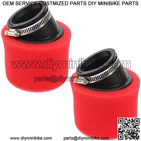 2Pcs Universal 48mm 49mm 50mm Red Angled Double Foam Pod Air Filter Cleaner 50cc 70cc 90cc 110cc 125cc Motorcycle ATV Quad Scooter Go Kart Moped Pit Racing Super Pocket Mini Bike - Image 2