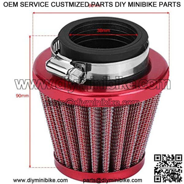 38mm Air Filter Intake Induction Kit for Most Dirt Pit Bike Mini Motocross Motoycle Engine (Red) - Image 3