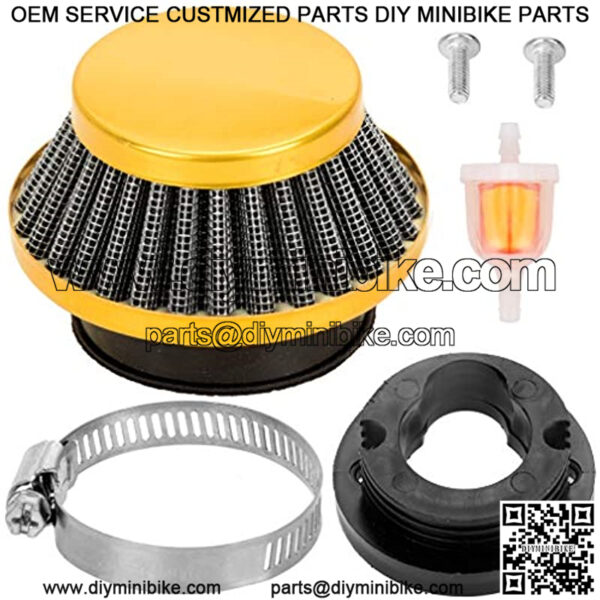 44mm 42mm 43mm Air filter Cleaner Stack Fuel filter for 47cc 49cc Mini ATV Quad Dirt Pocket Bike Cag MAT1 MAT2 FS529 FS509 Mini Moto Pit Dirt Bike Moped Scooter Motocross Parts Golden