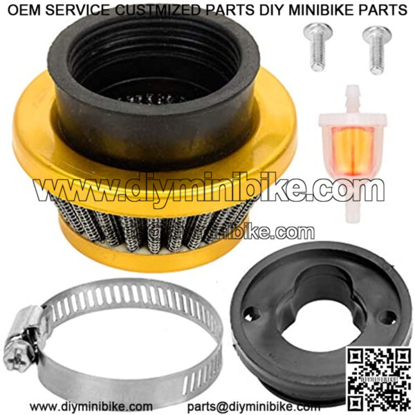 44mm 42mm 43mm Air filter Cleaner Stack Fuel filter for 47cc 49cc Mini ATV Quad Dirt Pocket Bike Cag MAT1 MAT2 FS529 FS509 Mini Moto Pit Dirt Bike Moped Scooter Motocross Parts Golden - Image 2