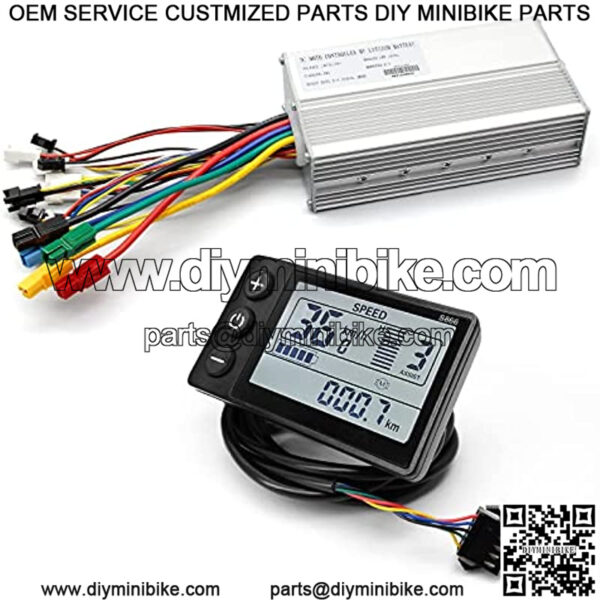 EBike Conversion Kit 1000W, 36V/48V 30A Brushless Controller Mini LCD S866 Display for Electric Bicycle Scooter Mountain Bike Parts