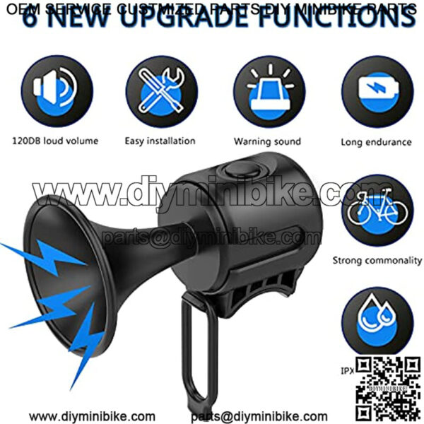 Electric Bike Horn 120DB Electronic Bicycle Bell with Easy Install 300mAh Button Battery Operated, IPX4 Waterproof, Fixed Anti-Slip Pad for for Adults or Kids Bikes - Road, Mountain,Scooter or Beach Cruiser Bikes - Image 2