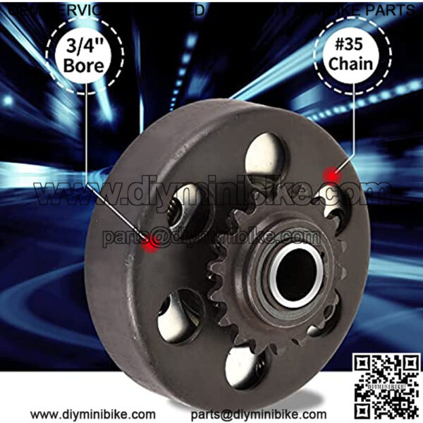 Go Kart Centrifugal Clutch 18 Tooth 3/4" Bore #35 Chain 20mm Hole Compatible with Mini Bike and Go Kart Racing - Image 3