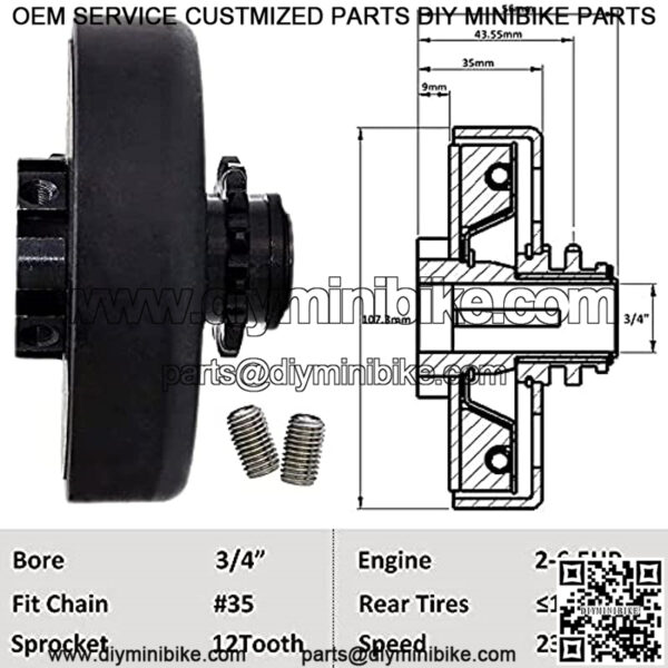 Auto Express Centrifugal Clutch 3/4" BORE #35 Chain 12T for GO Kart Mini Bike Engine 3/4 BAR - Image 4