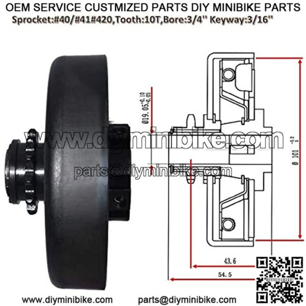 Clutch, Go Kart Clutch 3/4 Bore 12T for #35 Chain,Up to 6.5 HP, Perfect for Go Kart, Minibike and Fun Kart Engine 3/4 Bar - Image 3