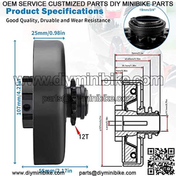 Go Kart Clutch 3/4" Bore 12T with #35 Chain Centrifugal Clutch and Chain for Go Kart Minibike Honda Kart Engines - Image 2