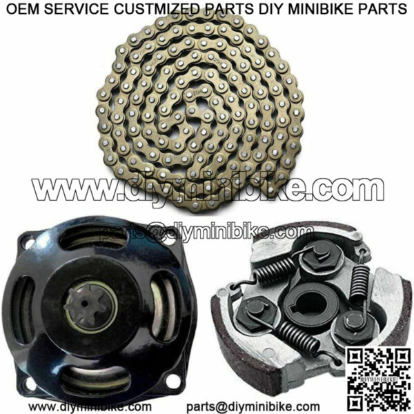 7T Gear box Drum & Clutch Pad & 25H Chain for 47cc 49cc Mini Pocket Bike ATV