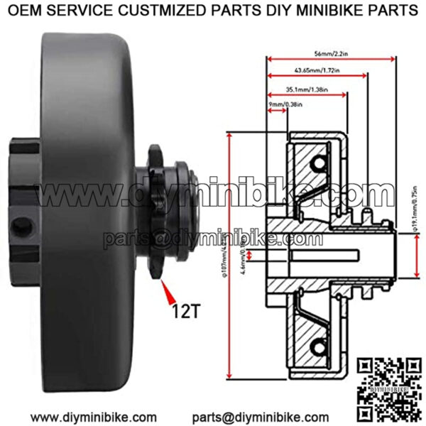 Go Kart Mini Bike Clutch 3/4 Bore 12T with #35 Chain Fit for Go Kart Minibike Engines - Image 4