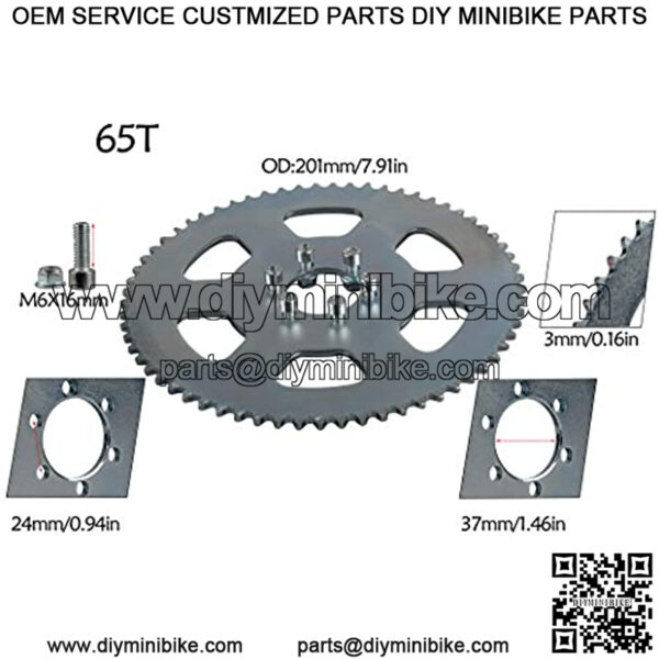 65T 37mm #35 Chain Rear Sprocket for Go Kart Mini Bike ATV Drift Trike - Image 2