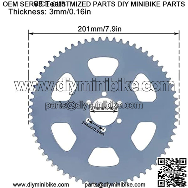 Chain Sprocket Cog Fit for Go Kart Mini Bike, 65 Tooth Chain Sprocket Carbon Steel 6 Holes 37mm Bore Cog Parts - Image 4