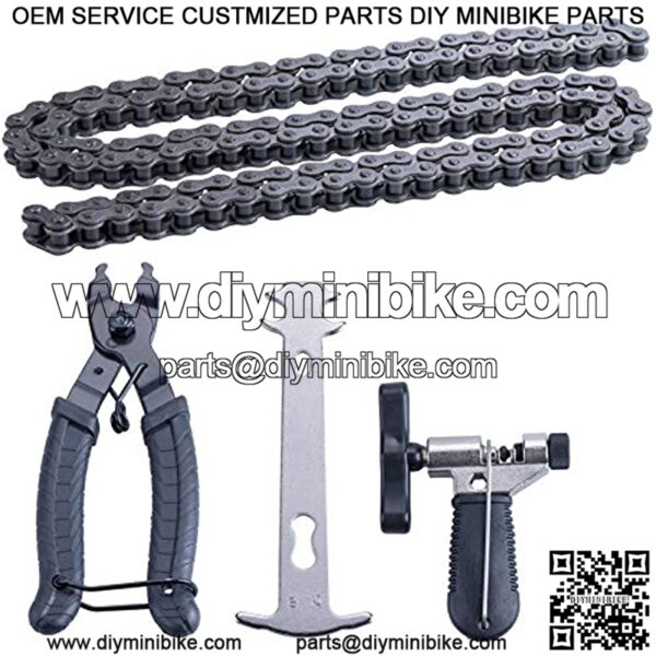 420 Motorcycle Chain 132 Link + Chain Breaker for 50cc 70cc 90cc 110cc 125cc Dirt Pit Bike ATV, Go Kart, Mini Bike, Scooter, Quad.