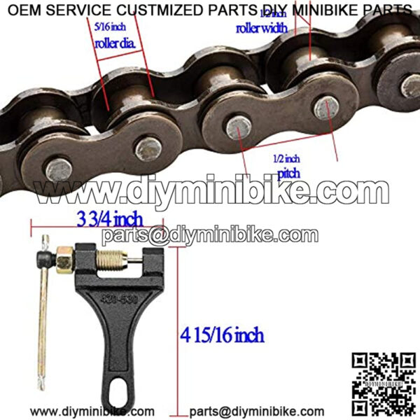 420 Motorcycle Chain - 420 Standard Roller Chain for 110cc 125cc Go kart Dirt Pit Bike ATV Quad Scooter Mini Bike, Total 132 Links, Free Chain Breaker Included - Image 4