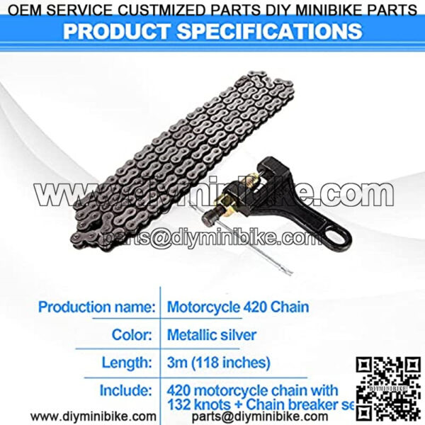 Motorcycle 420 Chain Standard Roller Chain 132 Knots with Chain breaker for 70cc 90cc 110cc 125cc Dirt Pit Bike ATV Quad Go Kart Scooter Mini Bike TaoTao ATV moped quad - Image 4