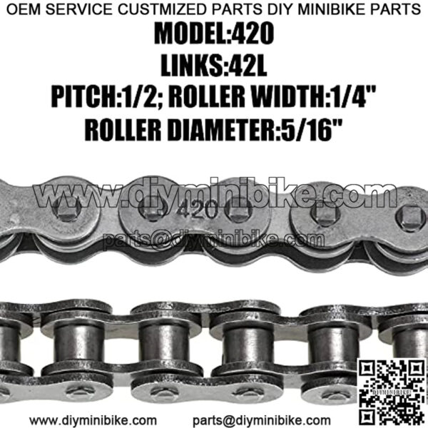 420 42Links Jackshaft Drive Chain with Chain Breaker Tensioner Adjuster for Coleman CT200U CT200U-EX BT200X Baja Warrior MB200 Trailmaster Massimo Predator 212cc 196cc 6.5hp Mini Bike Parts - Image 2