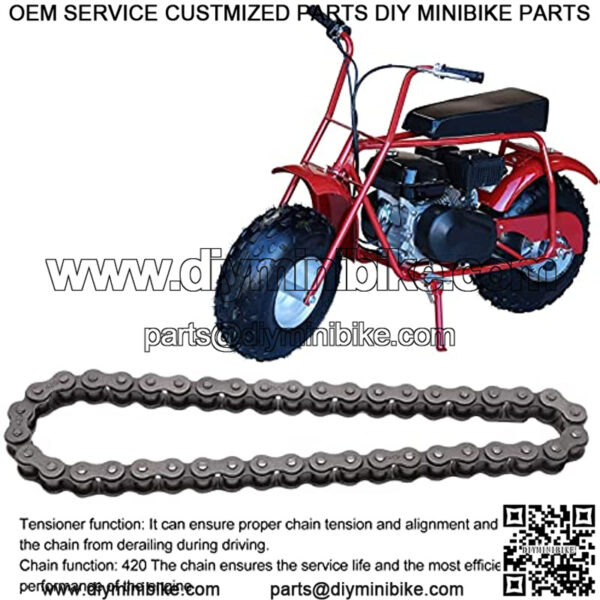 Chain Tensioner with Spring,Chain Roller Tensioner 420 Chain 42L Kit Steel Alloy with Master Link for 212cc 196cc 6.5Hp Mini Bike - Image 3