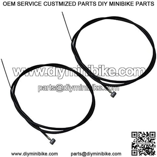 Two (2) New Aftermarket Go Kart Mini Bike Brake Cables - Hand Lever Type - 60 inch