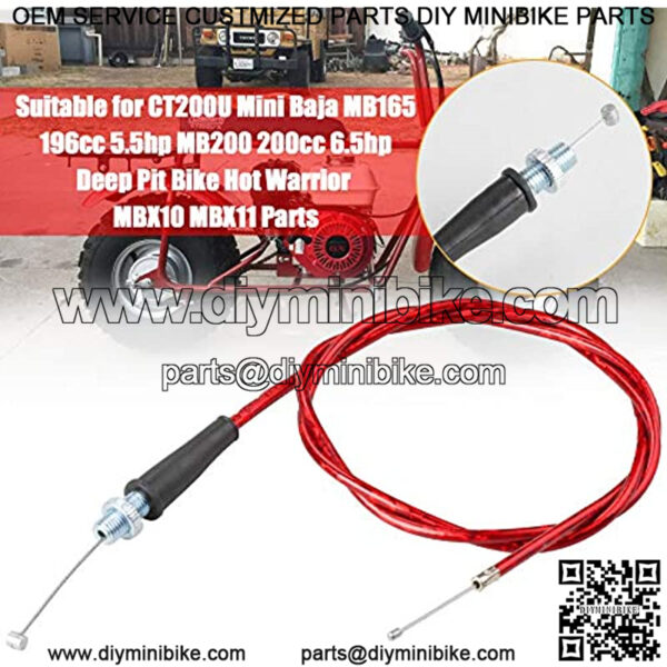 50-inch mini bicycle throttle cable, compatible with MB165 196cc 5.5hp MB200 200cc 6.5hp and pit bike thermal warrior CT200U MOTOVOX MBX10 MBX11 MBX12 79cc 79.5cc(RED) - Image 2