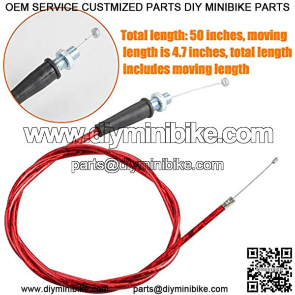 50-inch mini bicycle throttle cable, compatible with MB165 196cc 5.5hp MB200 200cc 6.5hp and pit bike thermal warrior CT200U MOTOVOX MBX10 MBX11 MBX12 79cc 79.5cc(RED) - Image 3