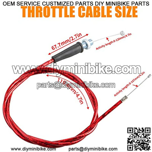 50-inch mini bicycle throttle cable, compatible with MB165 196cc 5.5hp MB200 200cc 6.5hp and pit bike thermal warrior CT200U MOTOVOX MBX10 MBX11 MBX12 79cc 79.5cc(RED) - Image 4