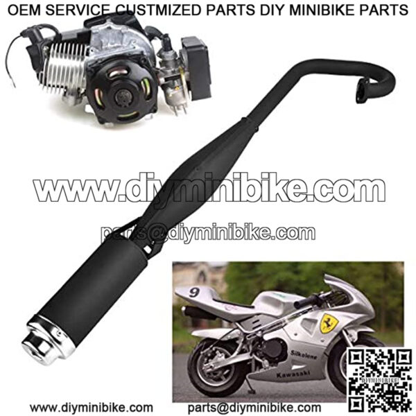 47cc 49cc 2 Stroke Engine Pocket Bike Mini Quad Exhaust Pipe Muffler with Expansion Chamber,7% coupon applied at checkout,with coupon