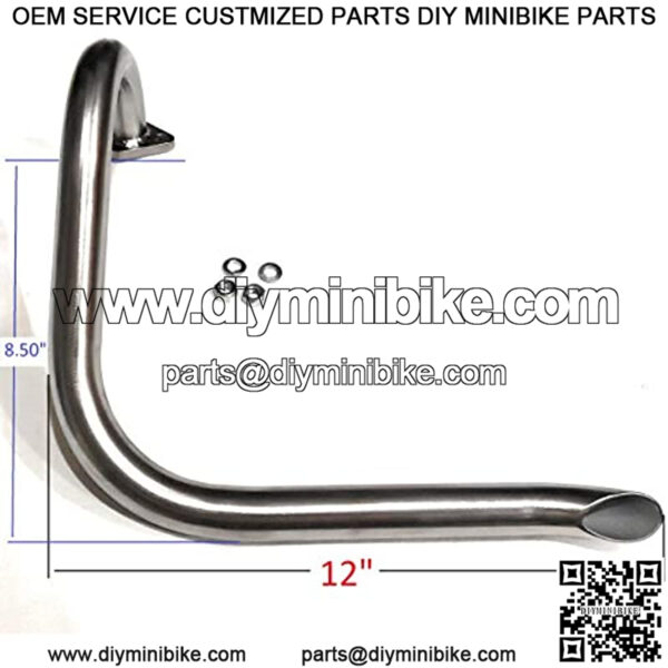 Mini Bike Custom Exhaust Header Pipe for Predator 212cc & Honda GX200. - Image 2