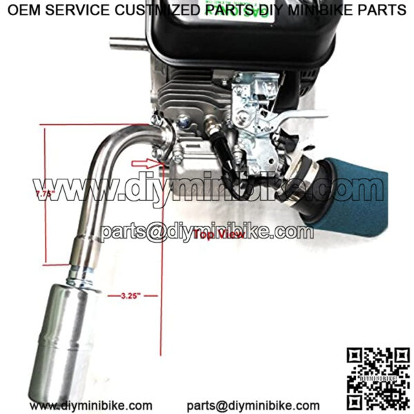 Exhaust with Muffler for: Coleman Powersports CT200U 196cc/6.5HP Gas Mini Bike. - Image 4